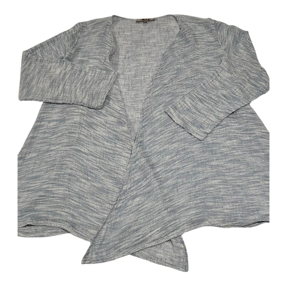 FLAX 100% Linen Women's XL Light Blue Open Front‎ Long Sleeve Cardigan